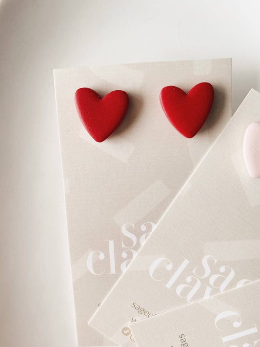 SageClayCo. |Heart Studs | Handmade Polymer Clay Earrings