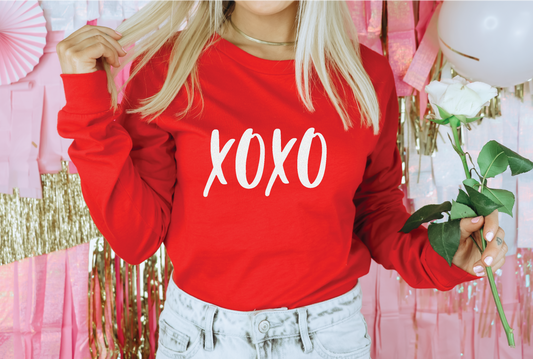 XOXO Classic Crew Neck Sweater: Red | XS-2XL